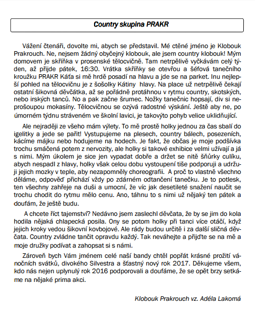 Článek ve zpravodaji / 2016